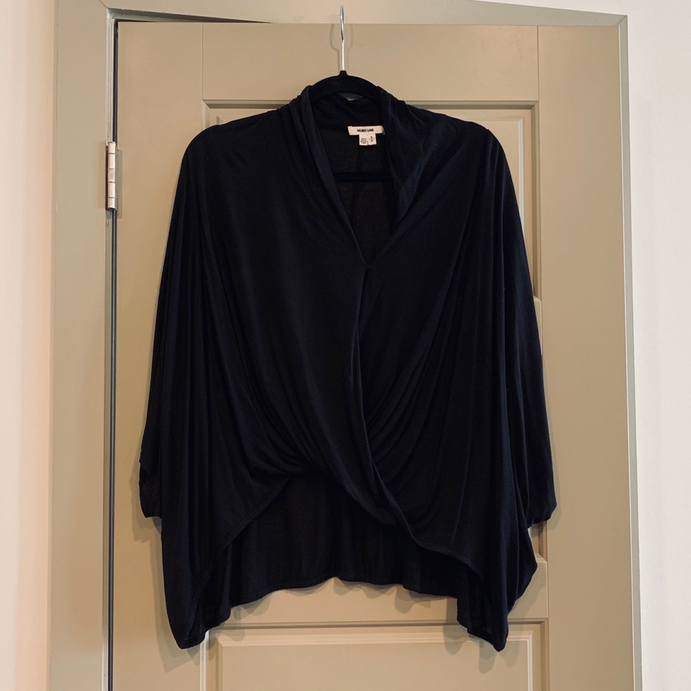 Helmut Lang Black Wrap-effect top